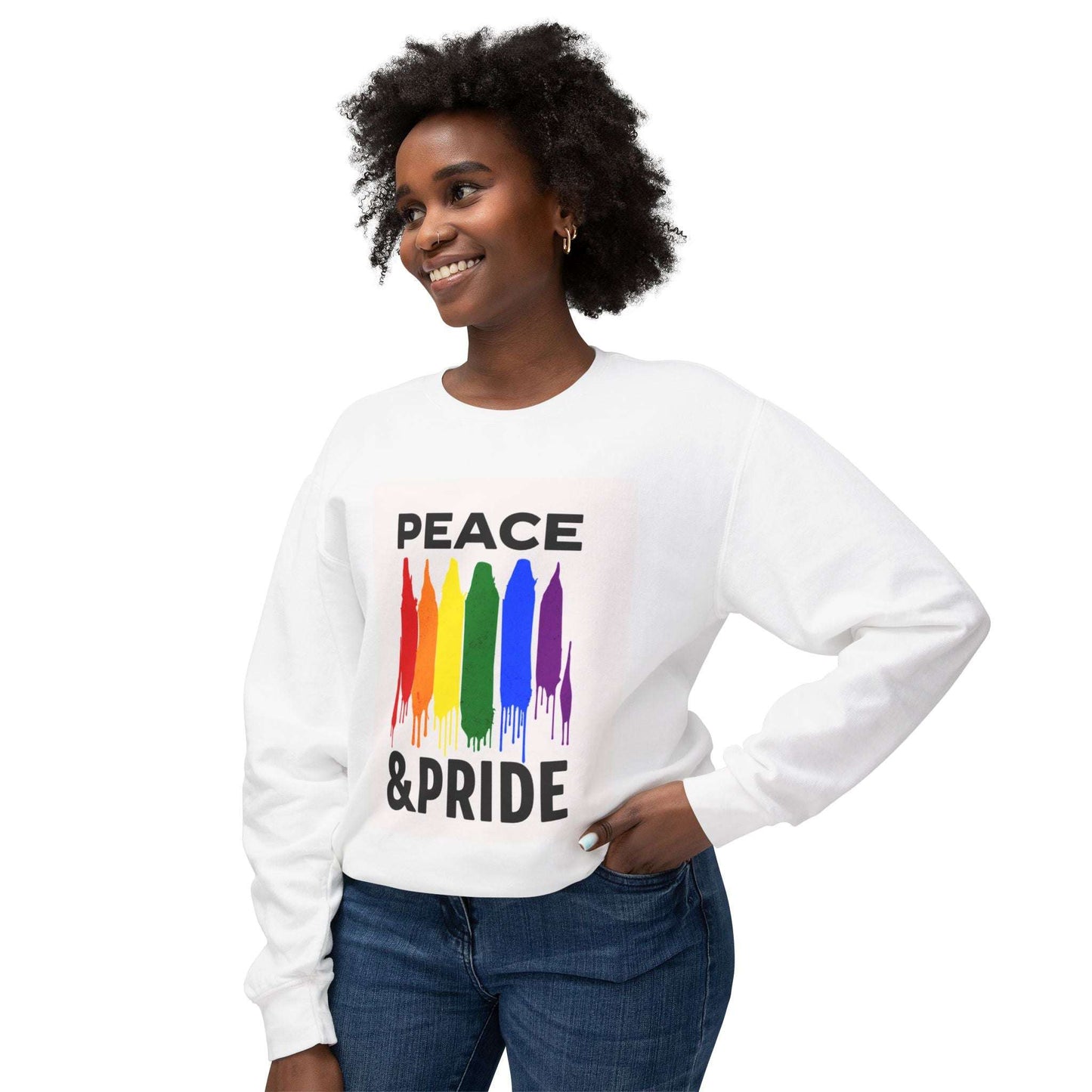 Pride and Peace Crewneck Sweatshirt, LGBTQ+ Clothing, Comfort Wear, Casual Gear, Pride Month Gift, Inclusive Apparel