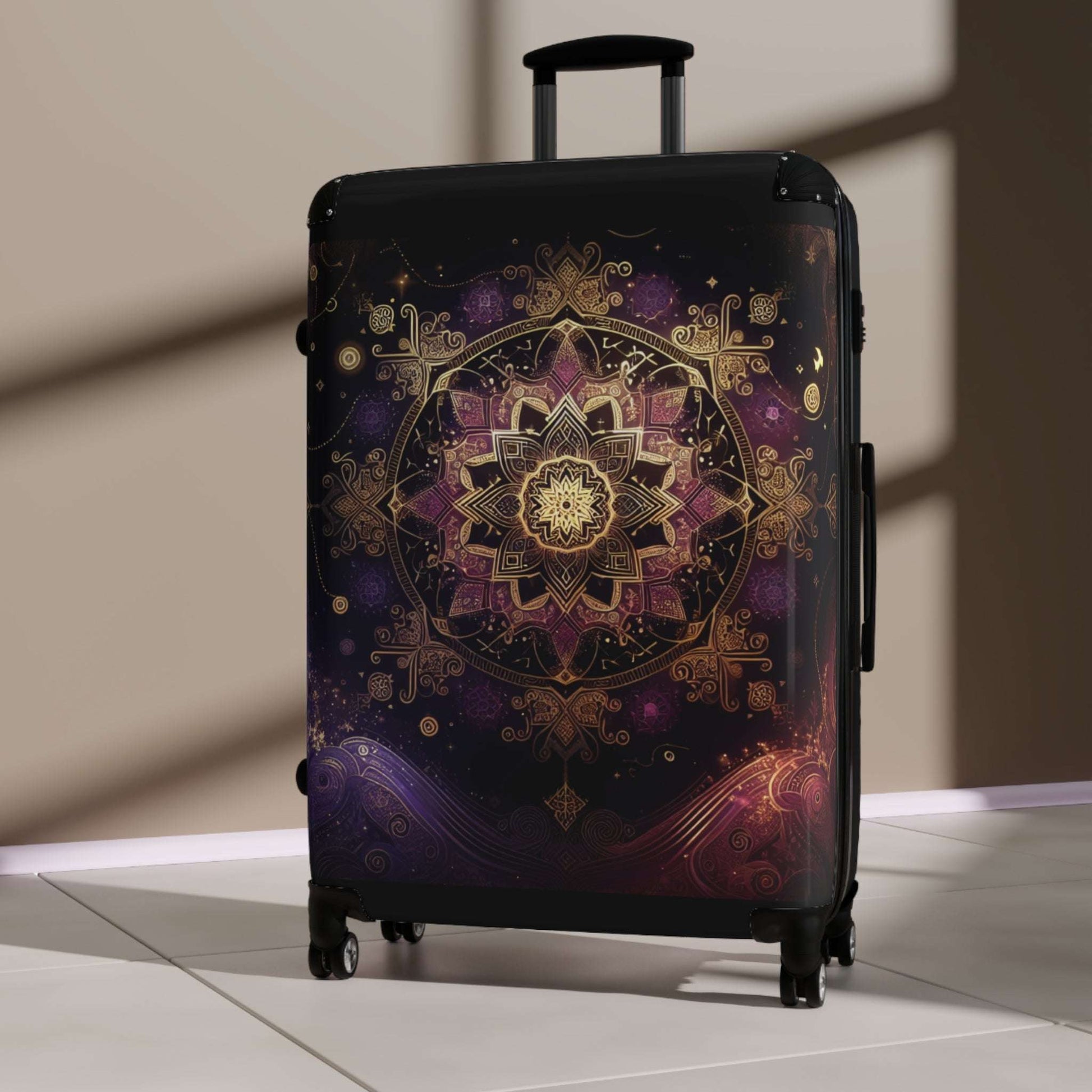 Bohemian Mandala Suitcase - Travel Luggage, Stylish Carry-On, Unique Gift for Travelers, Trendy Airport Bag, Festival Essentials