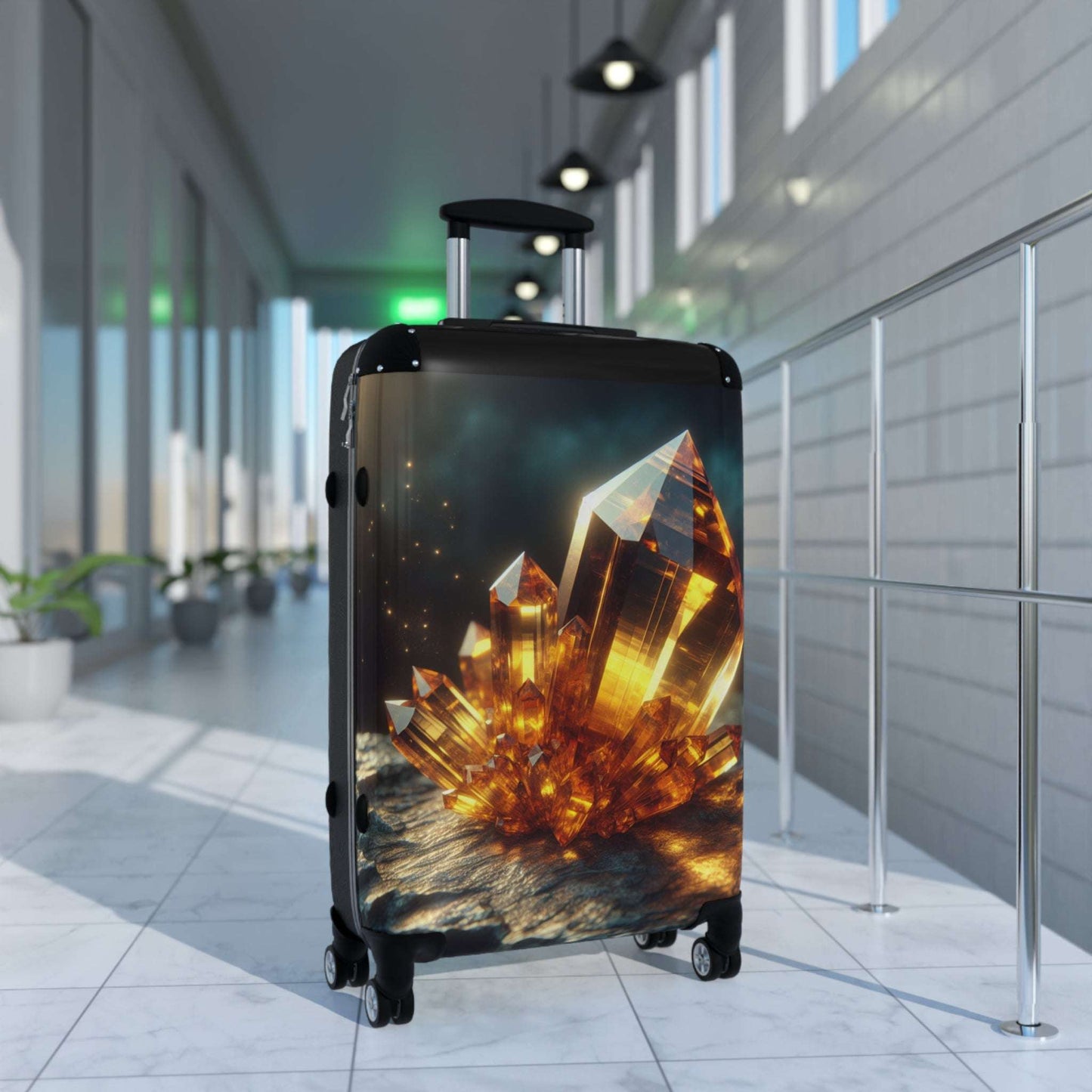 Crystal-Design Suitcase, Vibrant Travel Bag, Luggage, Vacation Gear, Unique Gift, Stylish Carry-On