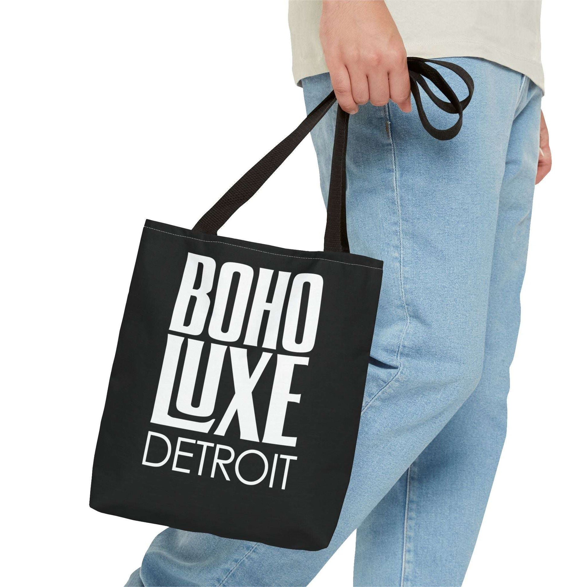 Boho Luxe Tote Bag, Chic Black Tote, Stylish Carry-All, Detroit Fashion Bag, Bohemian Style Handbag, Eco-Friendly Shopping Bag