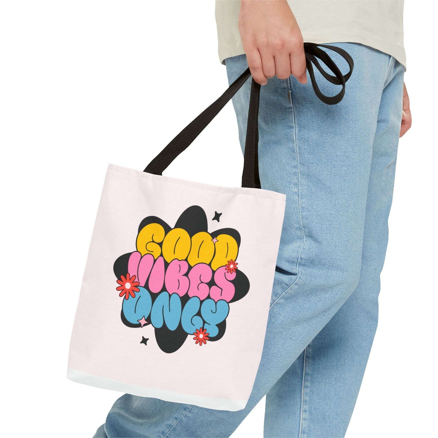 Good Vibes Only Tote Bag | Colorful Flower Design for Positive Energy