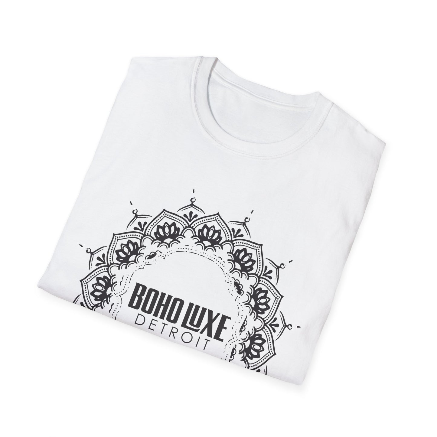 Boho Luxe Unisex Softstyle T-Shirt | Mandala Design, Graphic Tee, Gift for Her, Festival Wear, Everyday Casual