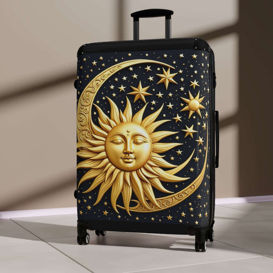 Golden Sun Travel Suitcase, Wanderlust Luggage, Stylish Cabin Bag, Vacation Suitcase, Ideal for Summer Trips, Great for Travel Enthusiasts