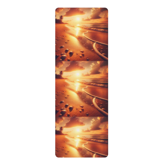 Sunset Serenity Rubber Yoga Mat | Non-Slip Fitness Mat | Meditation | Exercise | Gift for Yoga Lovers | Home Workout Decor