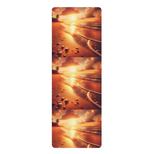 Sunset Serenity Rubber Yoga Mat | Non-Slip Fitness Mat | Meditation | Exercise | Gift for Yoga Lovers | Home Workout Decor