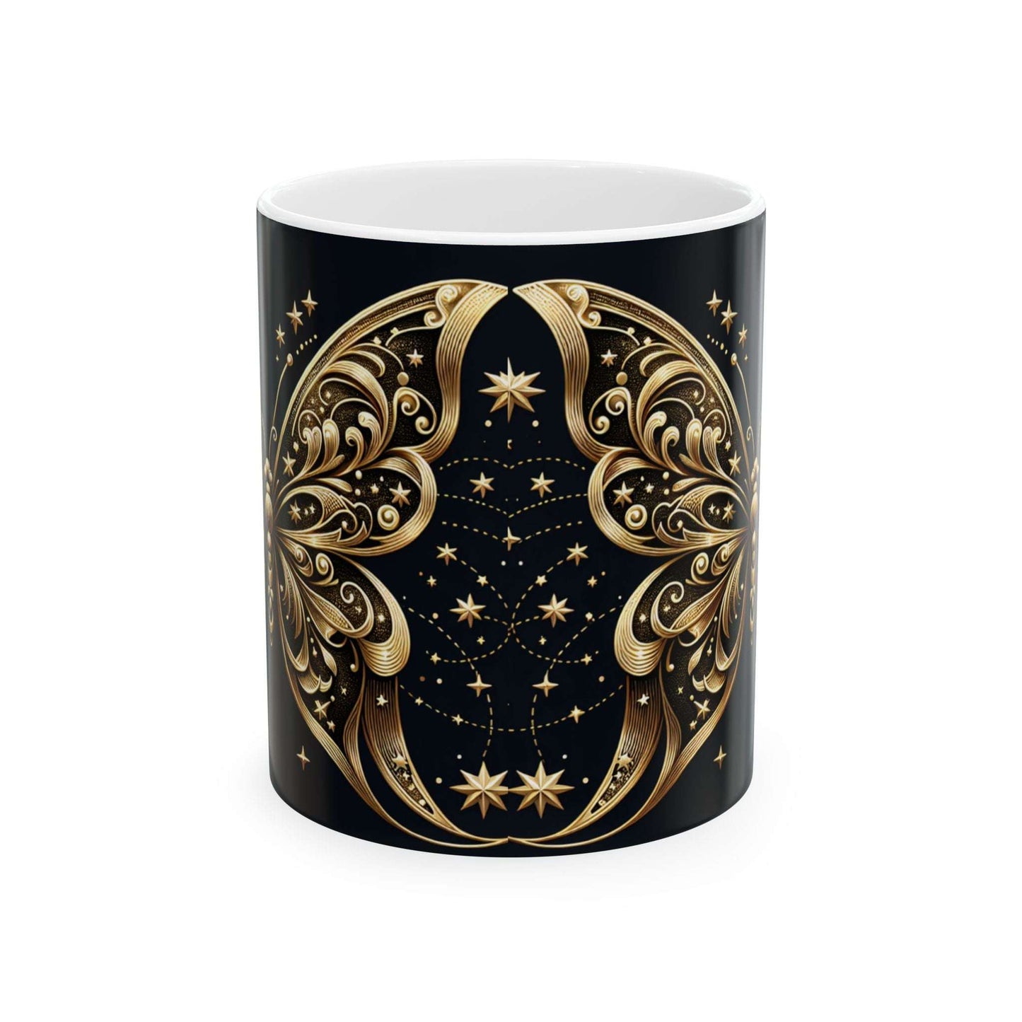 Elegant Gold Starburst Ceramic Mug - 11oz