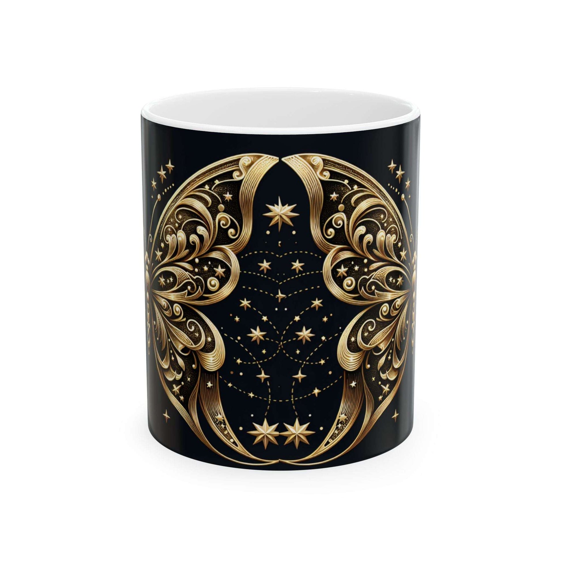 Elegant Gold Starburst Ceramic Mug - 11oz
