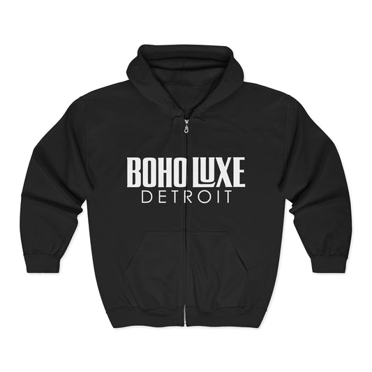 Stylish Boho Hoodie, Unisex Zip-Up Sweatshirt, Casual Wear, Detroit Theme, Perfect Gift for Trendsetters