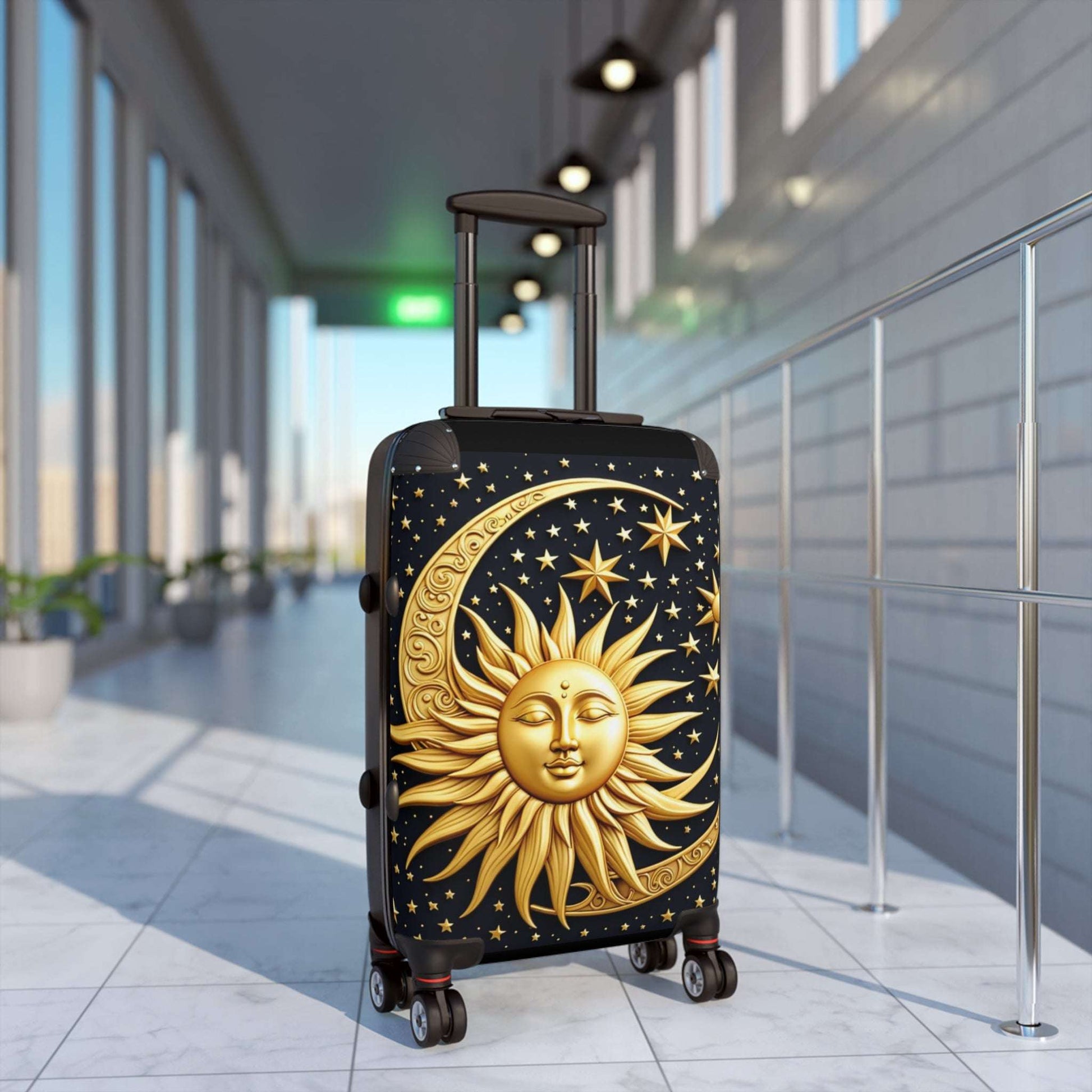 Golden Sun Travel Suitcase, Wanderlust Luggage, Stylish Cabin Bag, Vacation Suitcase, Ideal for Summer Trips, Great for Travel Enthusiasts
