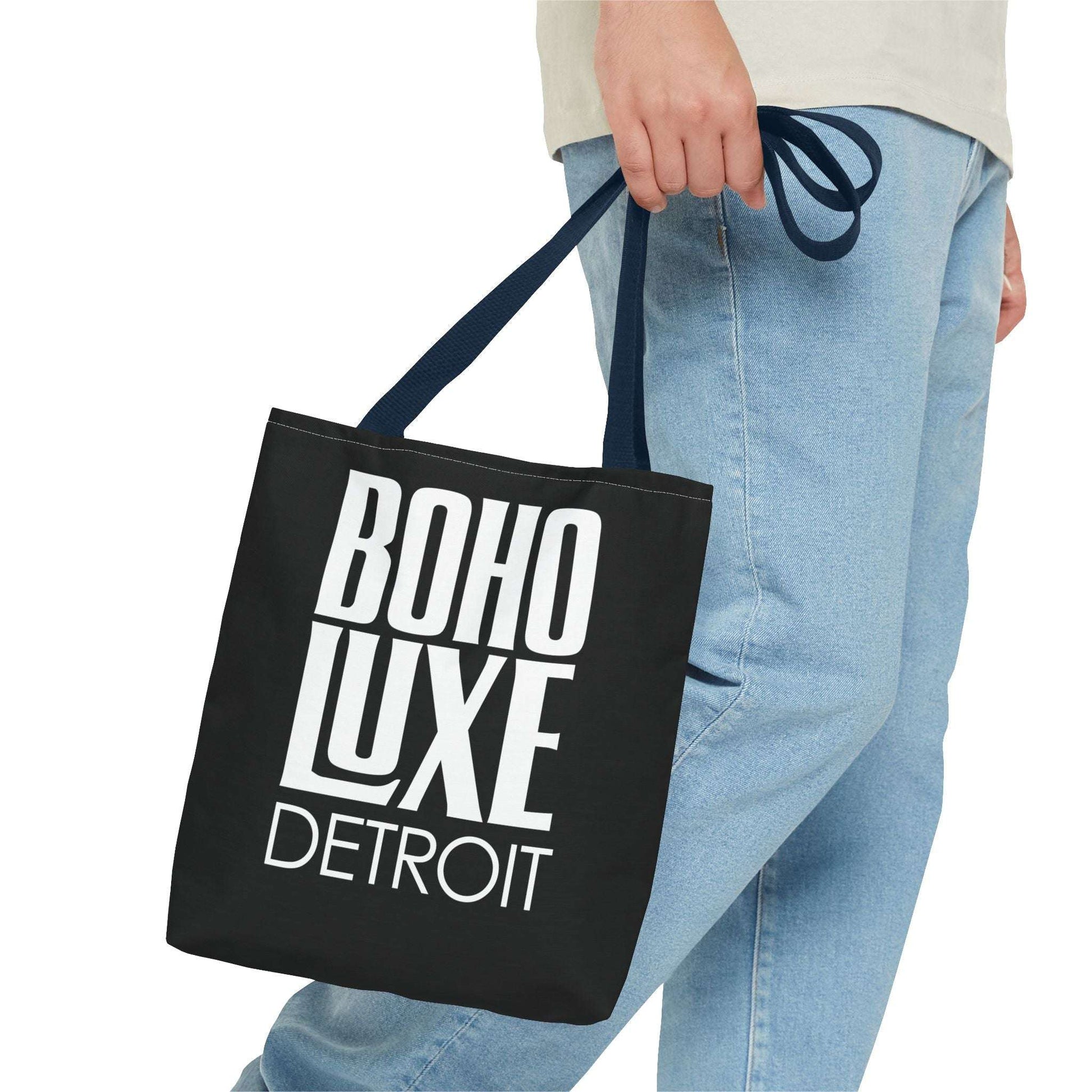 Boho Luxe Tote Bag, Chic Black Tote, Stylish Carry-All, Detroit Fashion Bag, Bohemian Style Handbag, Eco-Friendly Shopping Bag