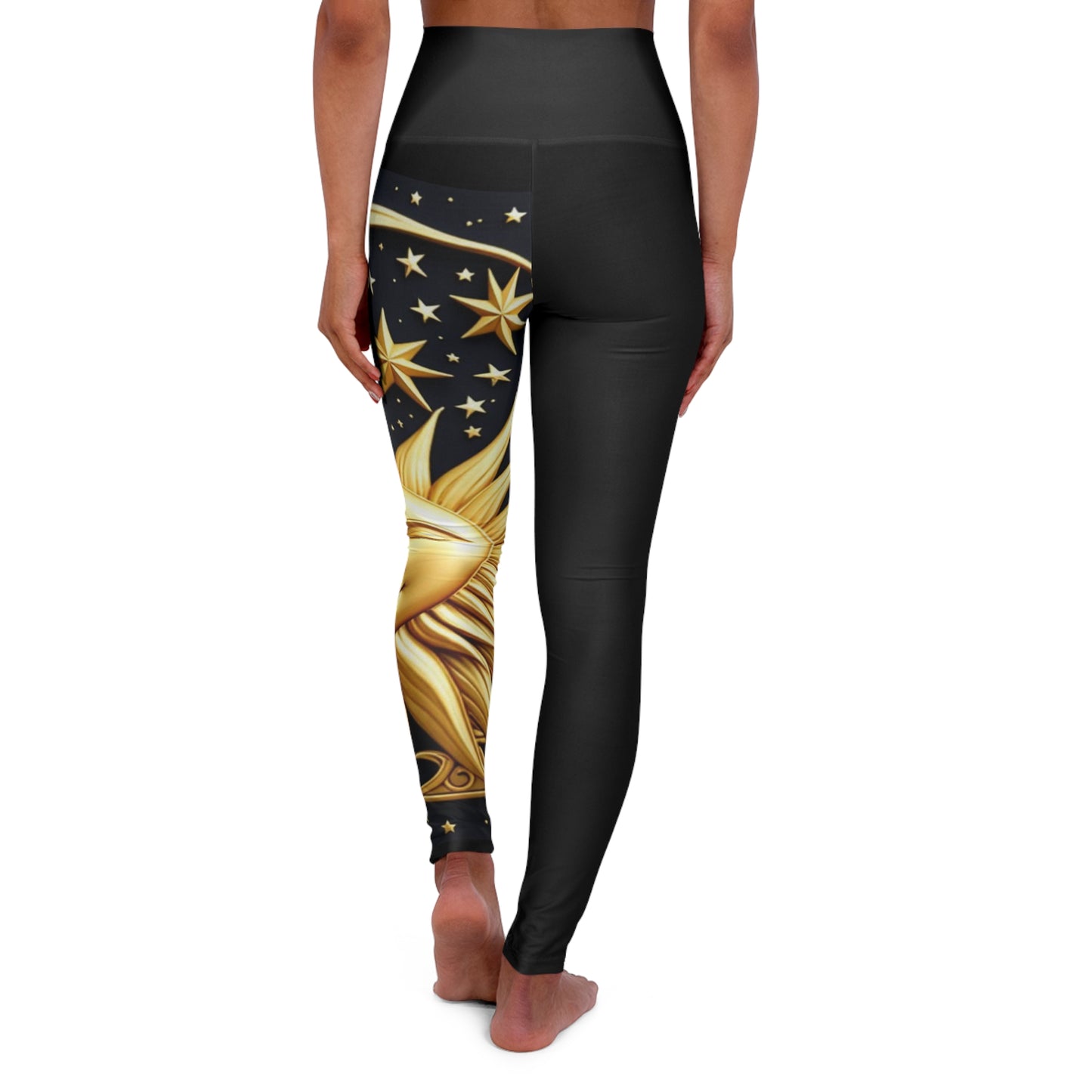 Celestial Sun & Stars Yoga Leggings, High Waisted Workout Tights, Activewear for Fitness Enthusiasts, Perfect for Yoga and Meditation