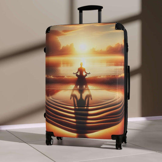 Serene Sunset Meditation Suitcase - Travel Luggage, Yoga Travel Bag, Inspirational Wall Art, Relaxation Gift, Mindfulness Accessory