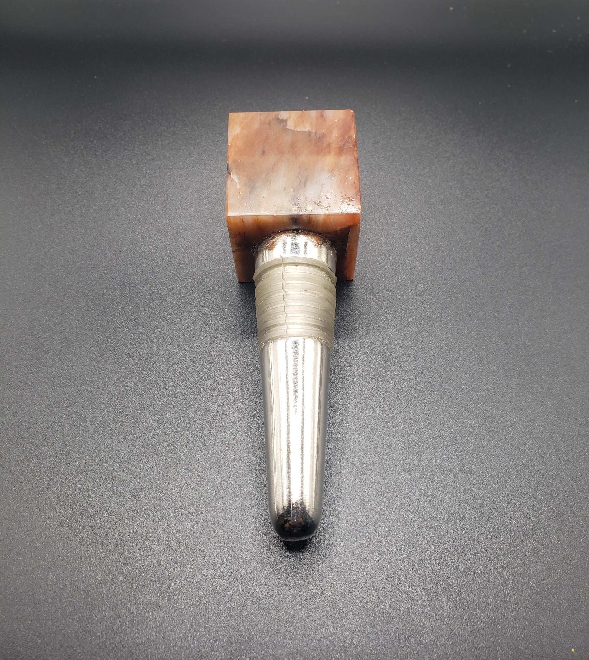 BANDED JASPER Gemstone Cube Bottle Stopper