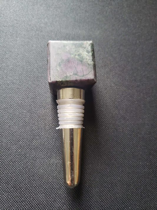 RUBY KYANITE  Gemstone Cube Bottle Stopper