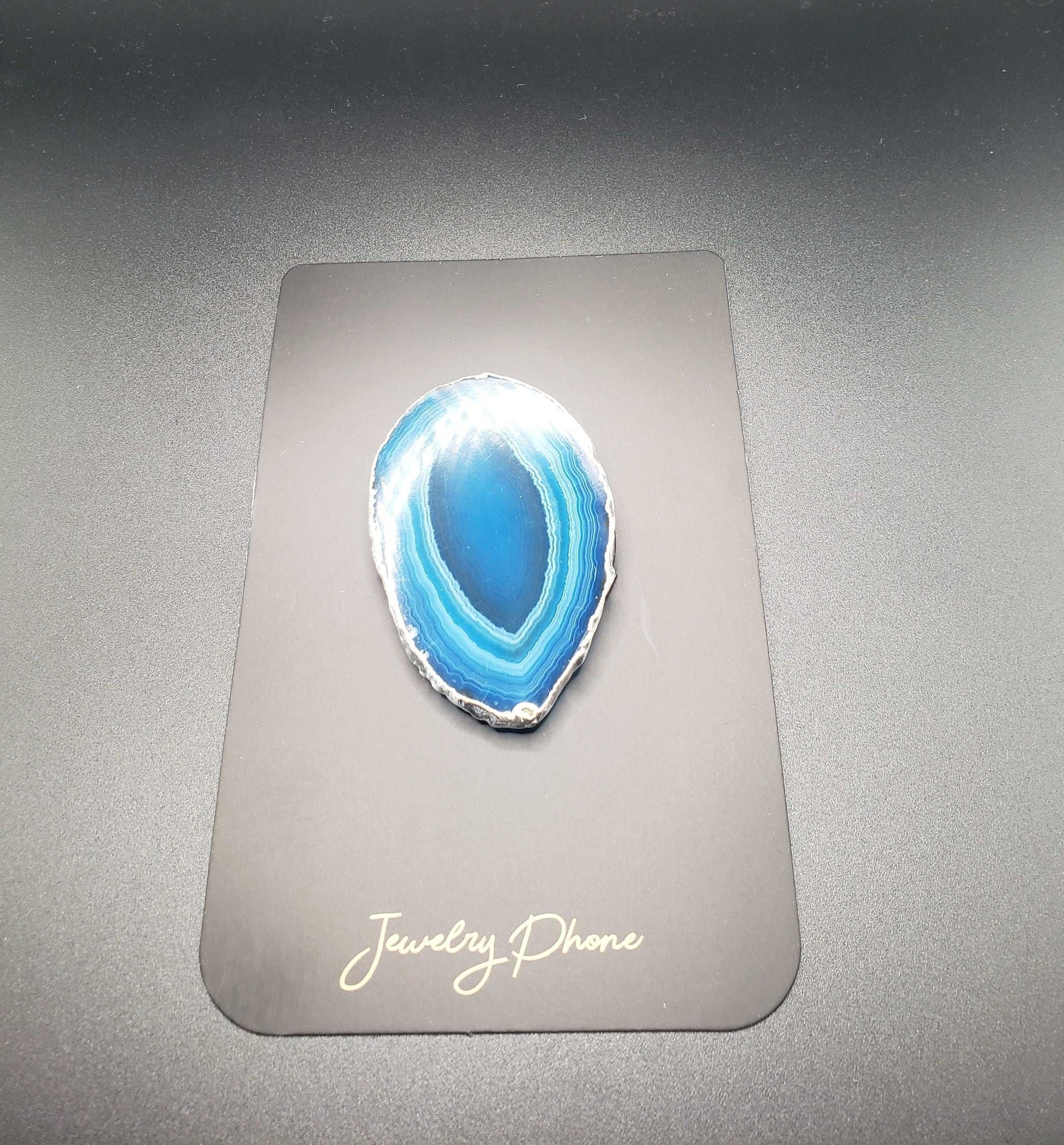 FREEFORM SILVER PLATED BLUE  AGATE PHONE GRIP