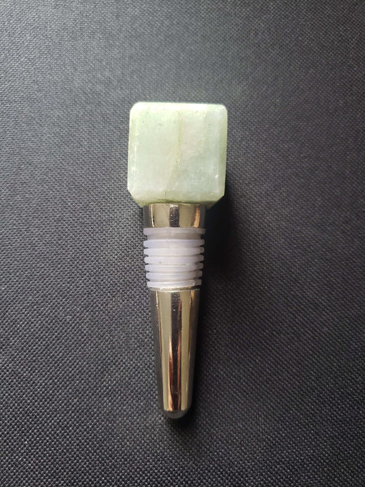 LIGHT GREEN AVENTURINE Gemstone Cube Bottle Stopper