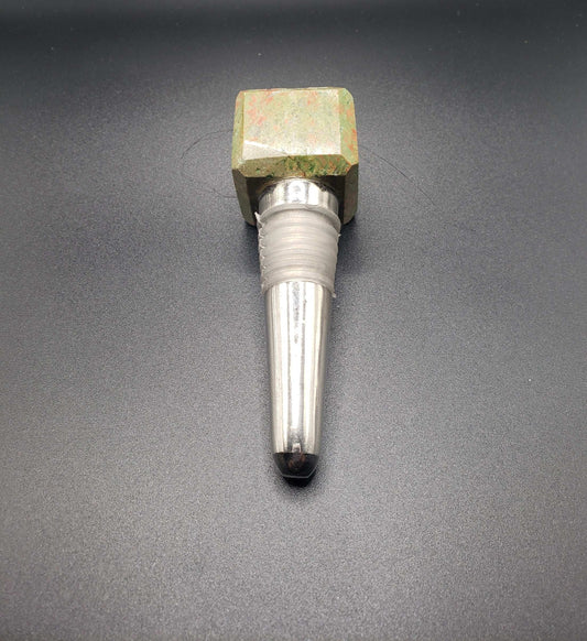 UNAKITE GEMSTONE CUBE BOTTLE STOPPER