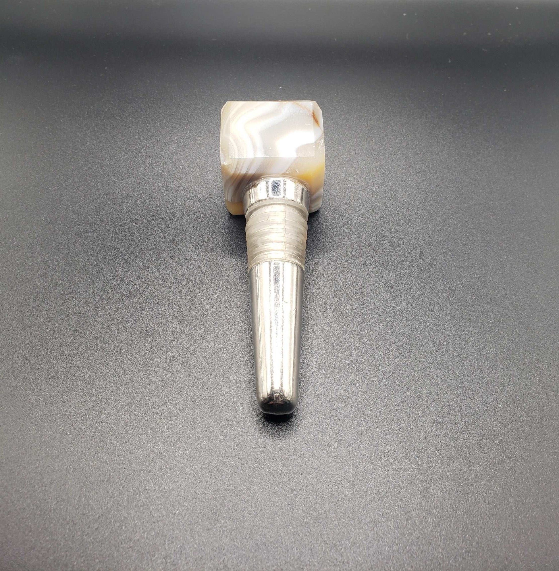 WHITE CARNILIAN Gemstone Cube Bottle Stopper