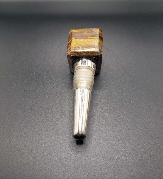 TIGERS EYE  Gemstone Cube Bottle Stopper