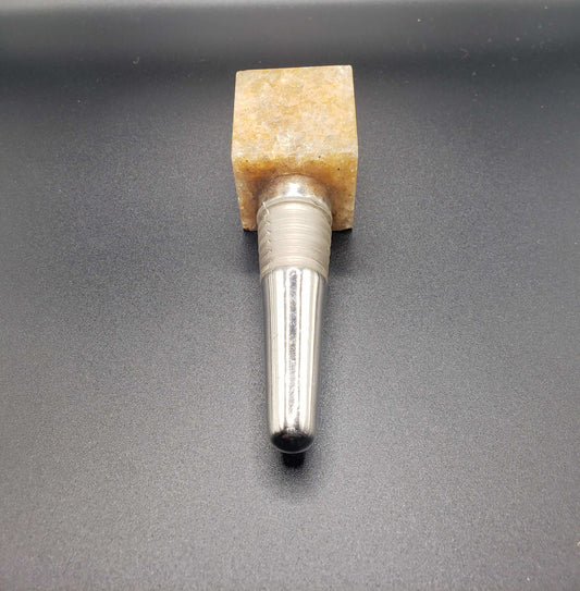 YELLOW JASPER Gemstone Cube Bottle Stopper