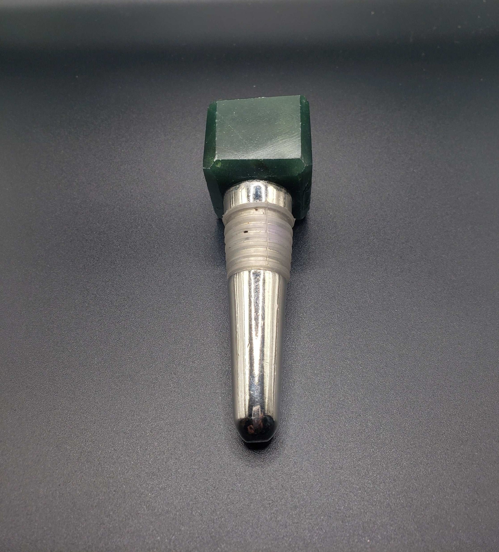 DARK GREEN AVENTURINE Gemstone Cube Bottle Stopper