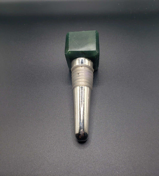 DARK GREEN AVENTURINE Gemstone Cube Bottle Stopper