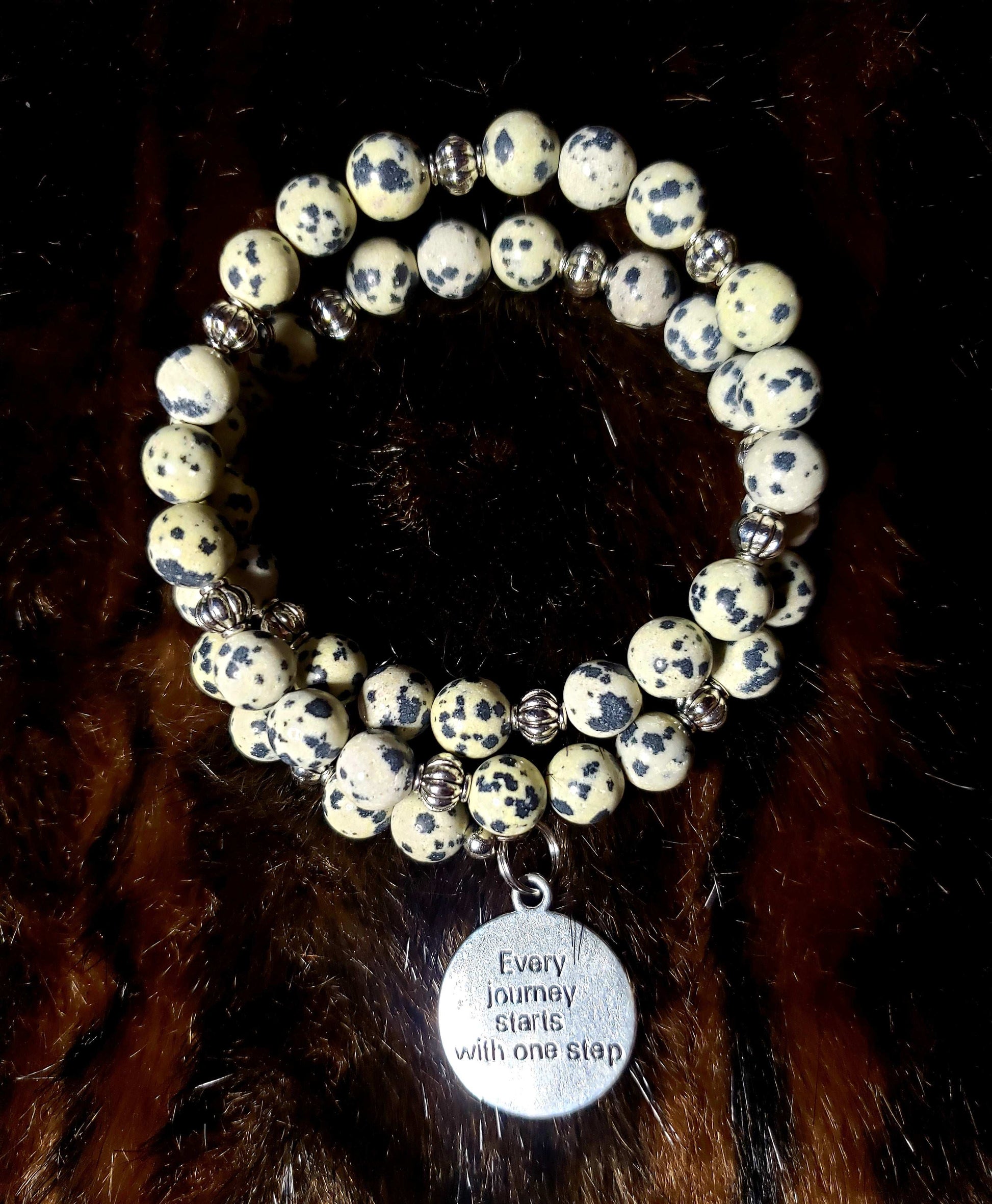 Dalmation Jasper Memory Wire Bracelet
