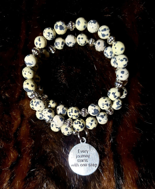 Dalmation Jasper Memory Wire Bracelet