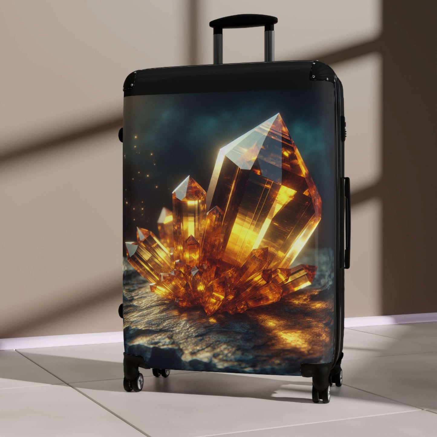 Crystal-Design Suitcase, Vibrant Travel Bag, Luggage, Vacation Gear, Unique Gift, Stylish Carry-On