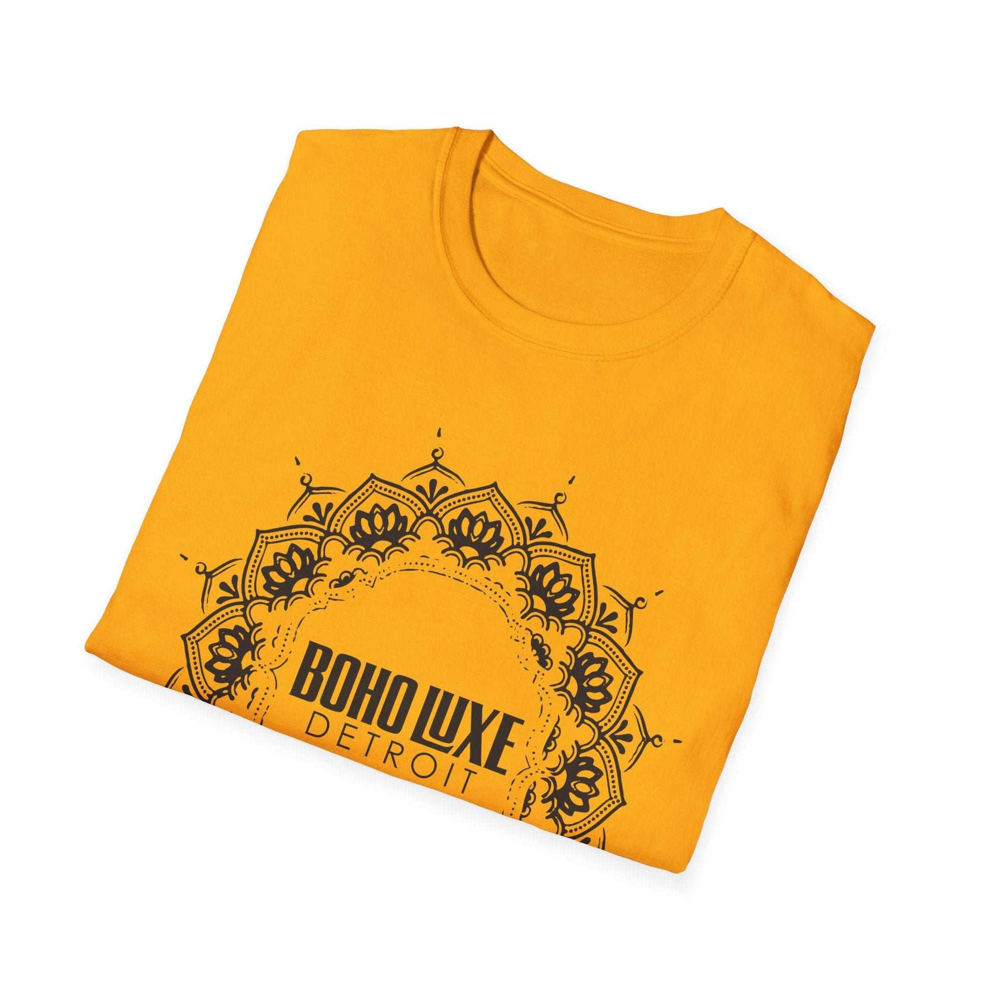 Boho Luxe Unisex Softstyle T-Shirt | Mandala Design, Graphic Tee, Gift for Her, Festival Wear, Everyday Casual