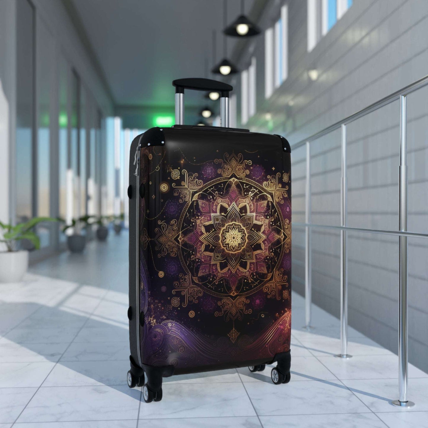 Bohemian Mandala Suitcase - Travel Luggage, Stylish Carry-On, Unique Gift for Travelers, Trendy Airport Bag, Festival Essentials