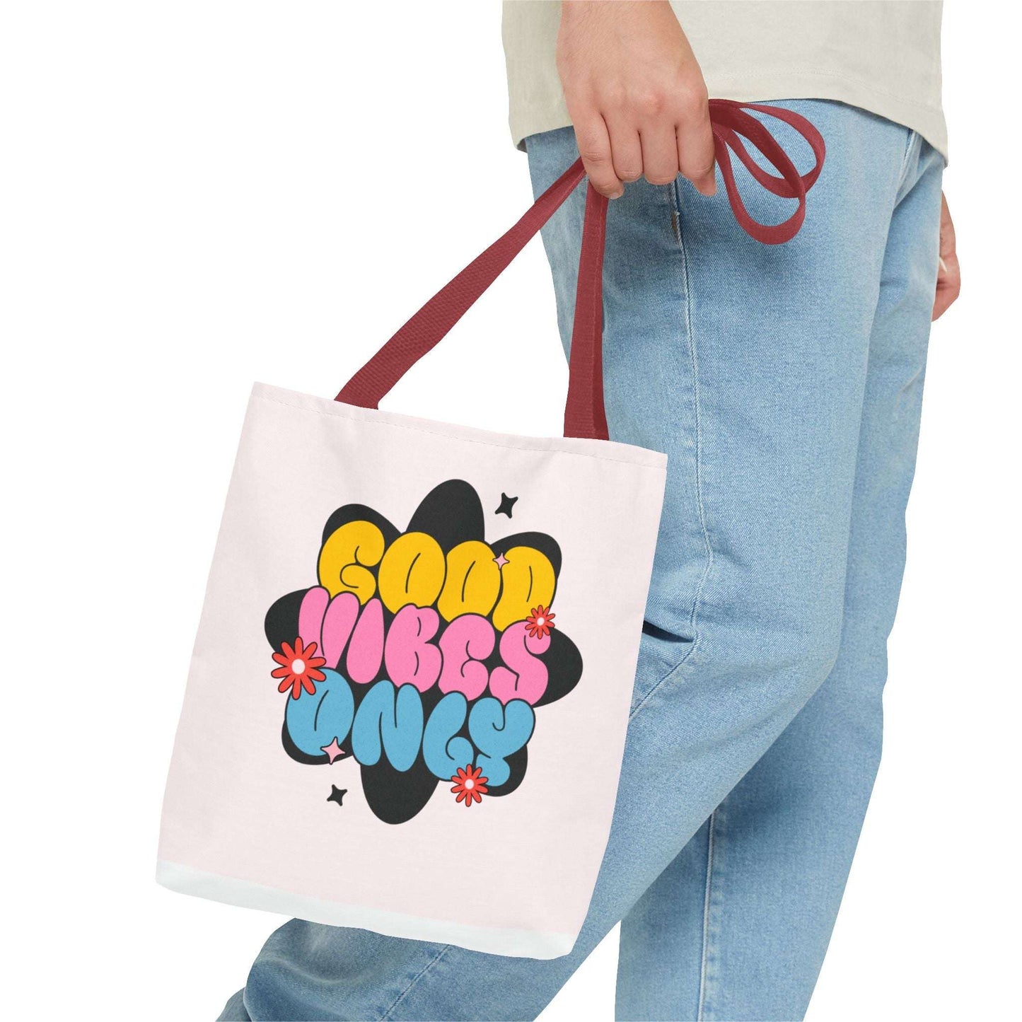 Good Vibes Only Tote Bag | Colorful Flower Design for Positive Energy