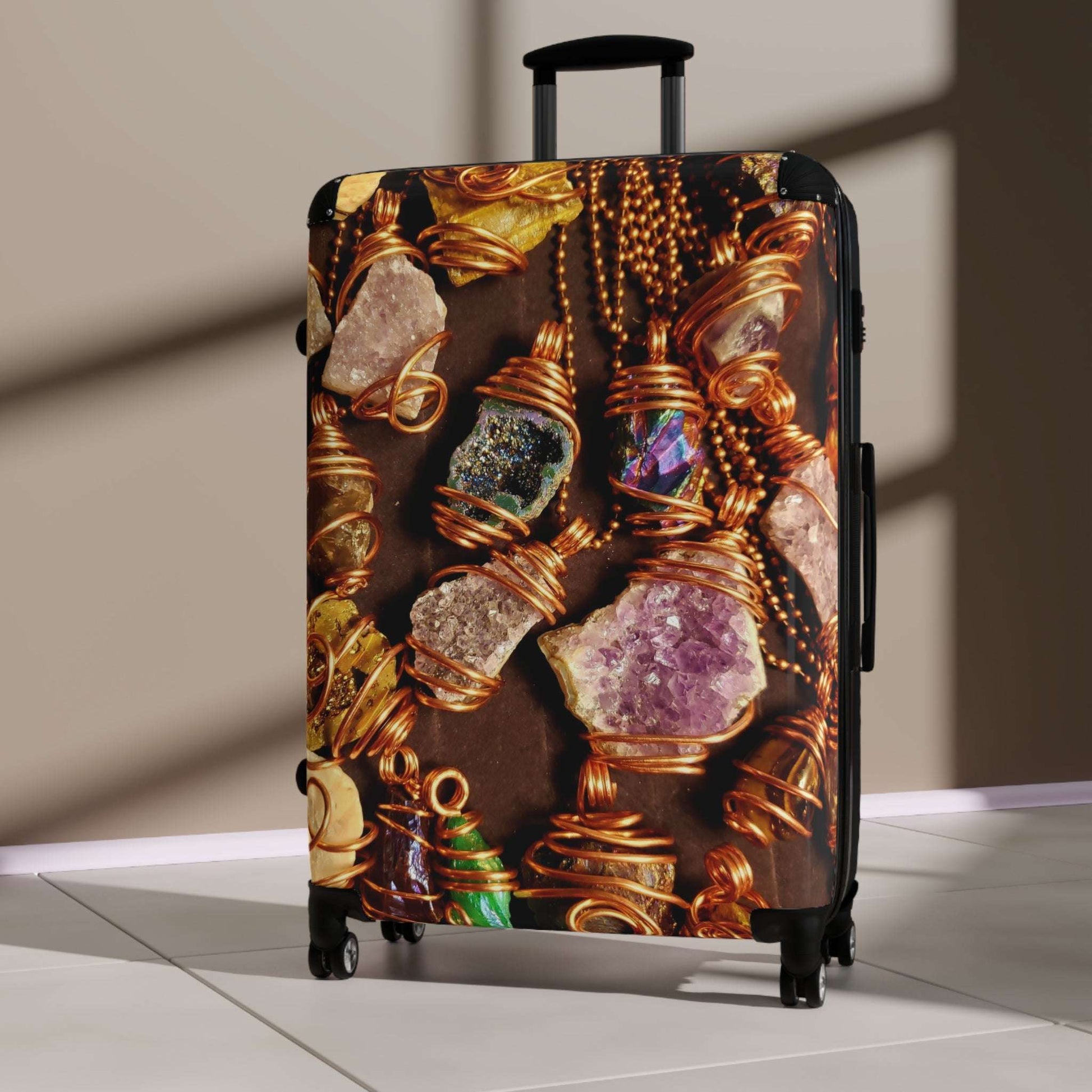 Travel Style Suitcase with Gemstone Design
