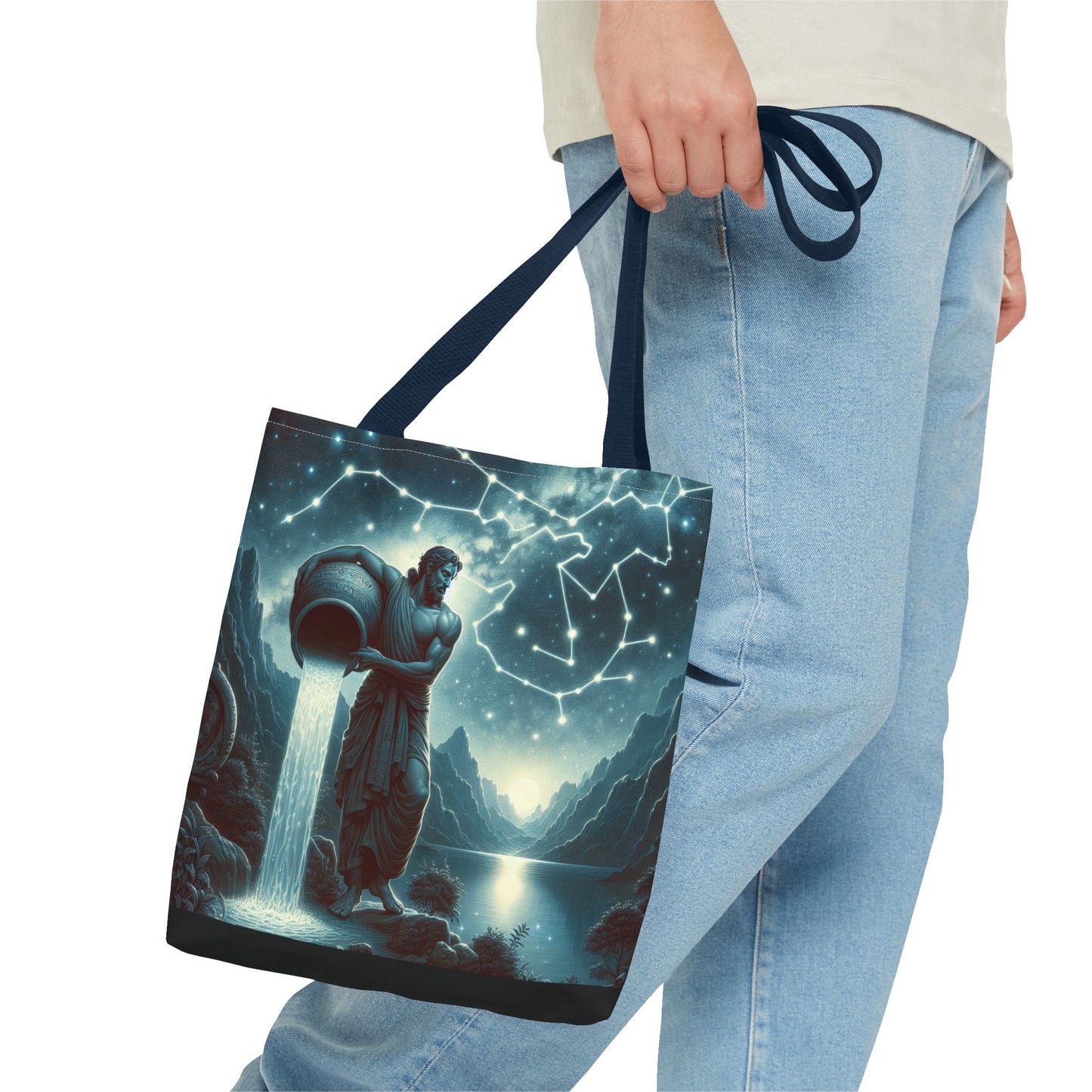 Celestial Aquarius Tote Bag - Ethereal Cosmic Design for Spiritual Travelers