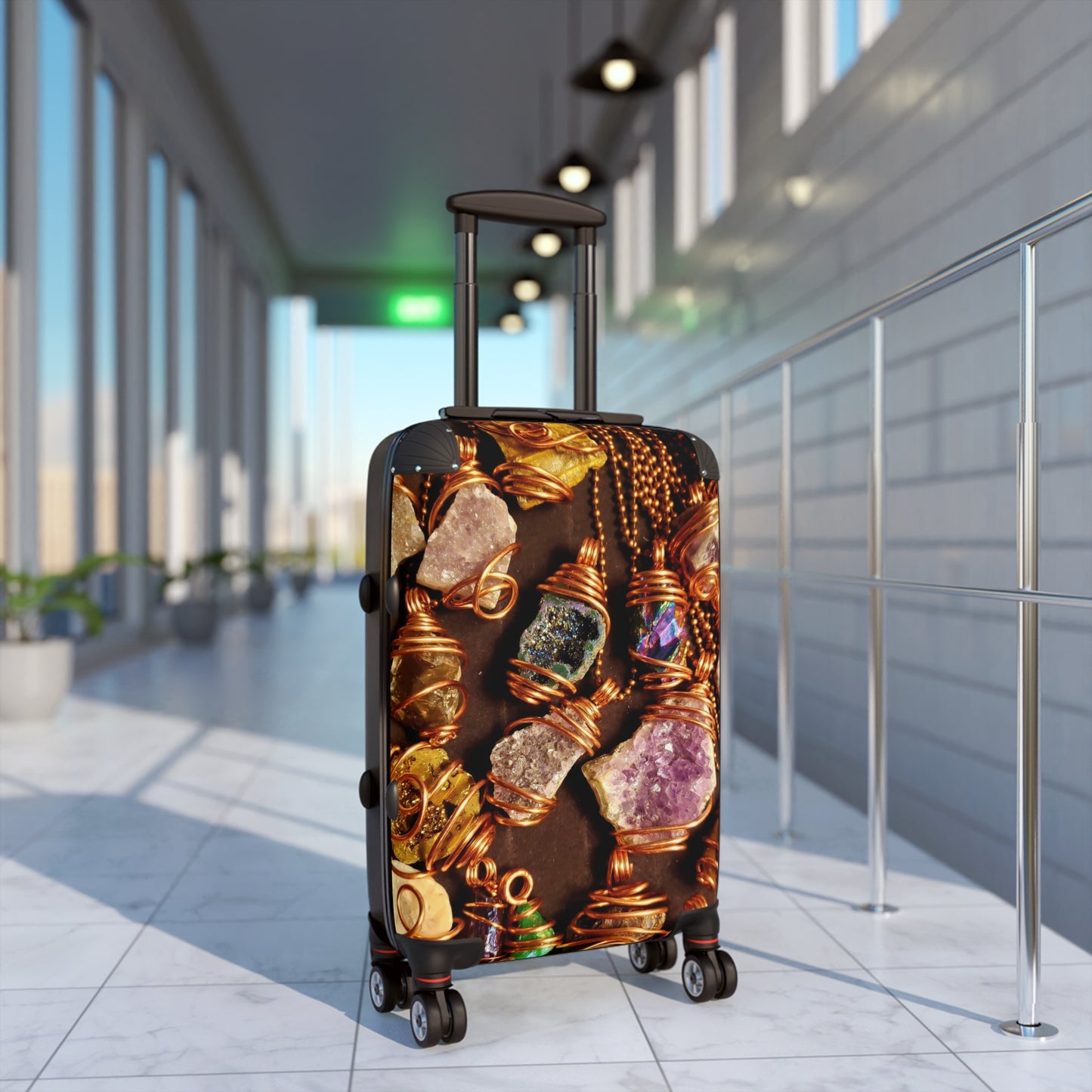 Travel Style Suitcase with Gemstone Design