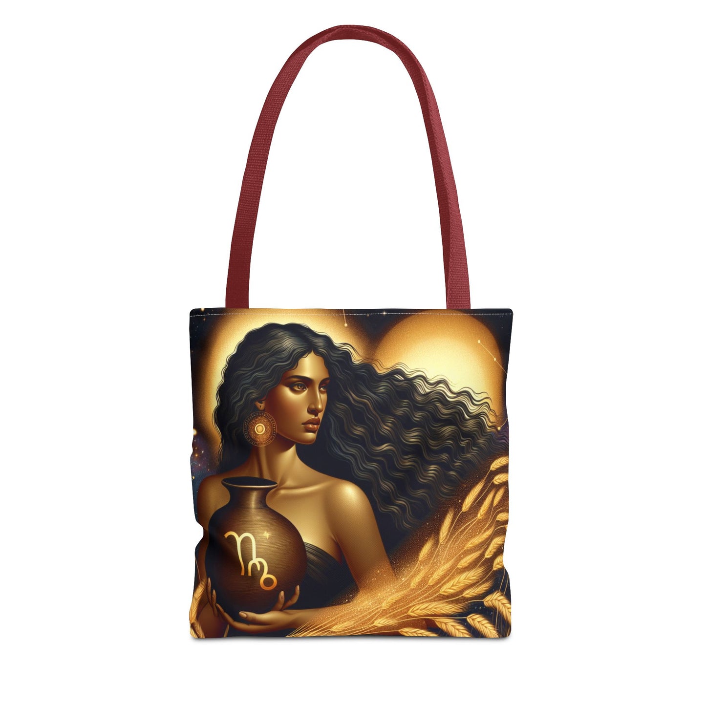 Astrology Tote Bag - Zodiac Virgo Design with Elegant Goddess Illustration