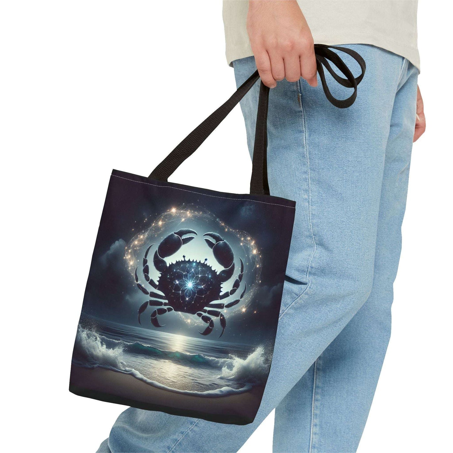 Celestial Cancer Tote Bag - Cosmic Ocean Design for Beach Lovers