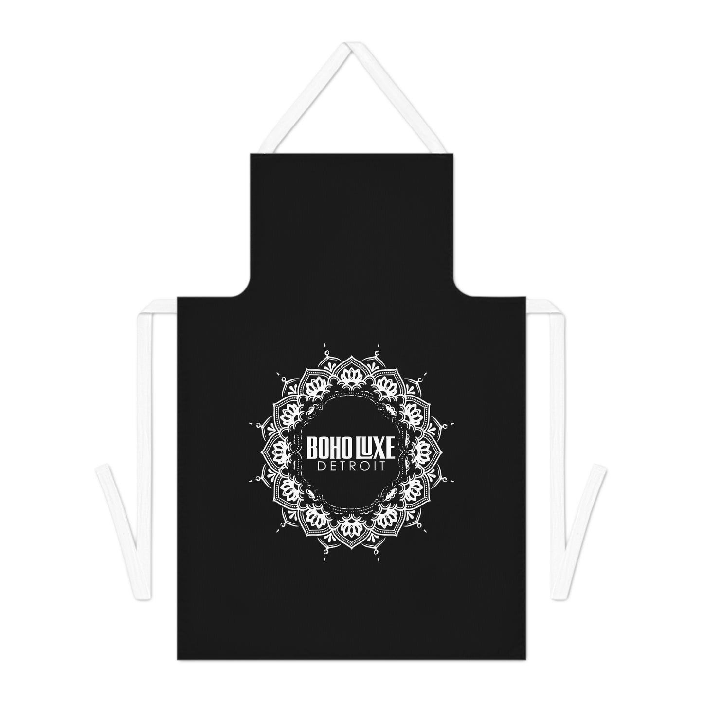 Boho Luxe Adult Apron, Mandala Cooking Apron, Unique Gift for Chefs, Artisanal Cookware, Kitchen Decor, Black Apron with Print