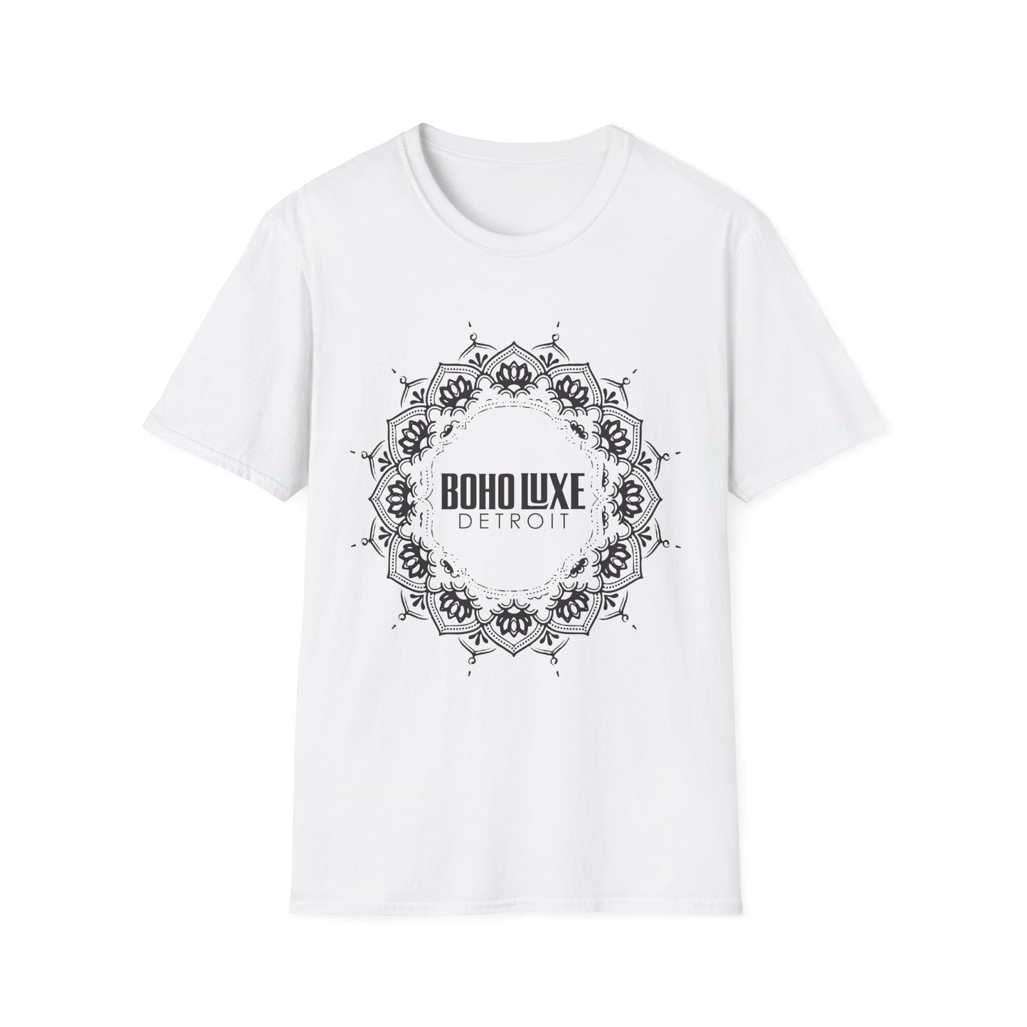 Boho Luxe Unisex Softstyle T-Shirt | Mandala Design, Graphic Tee, Gift for Her, Festival Wear, Everyday Casual
