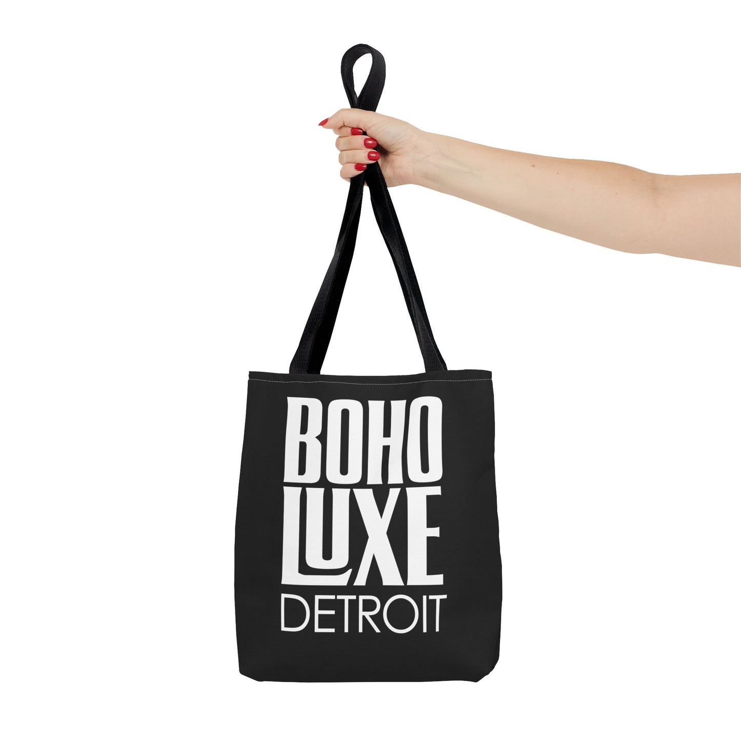 Boho Luxe Tote Bag, Chic Black Tote, Stylish Carry-All, Detroit Fashion Bag, Bohemian Style Handbag, Eco-Friendly Shopping Bag