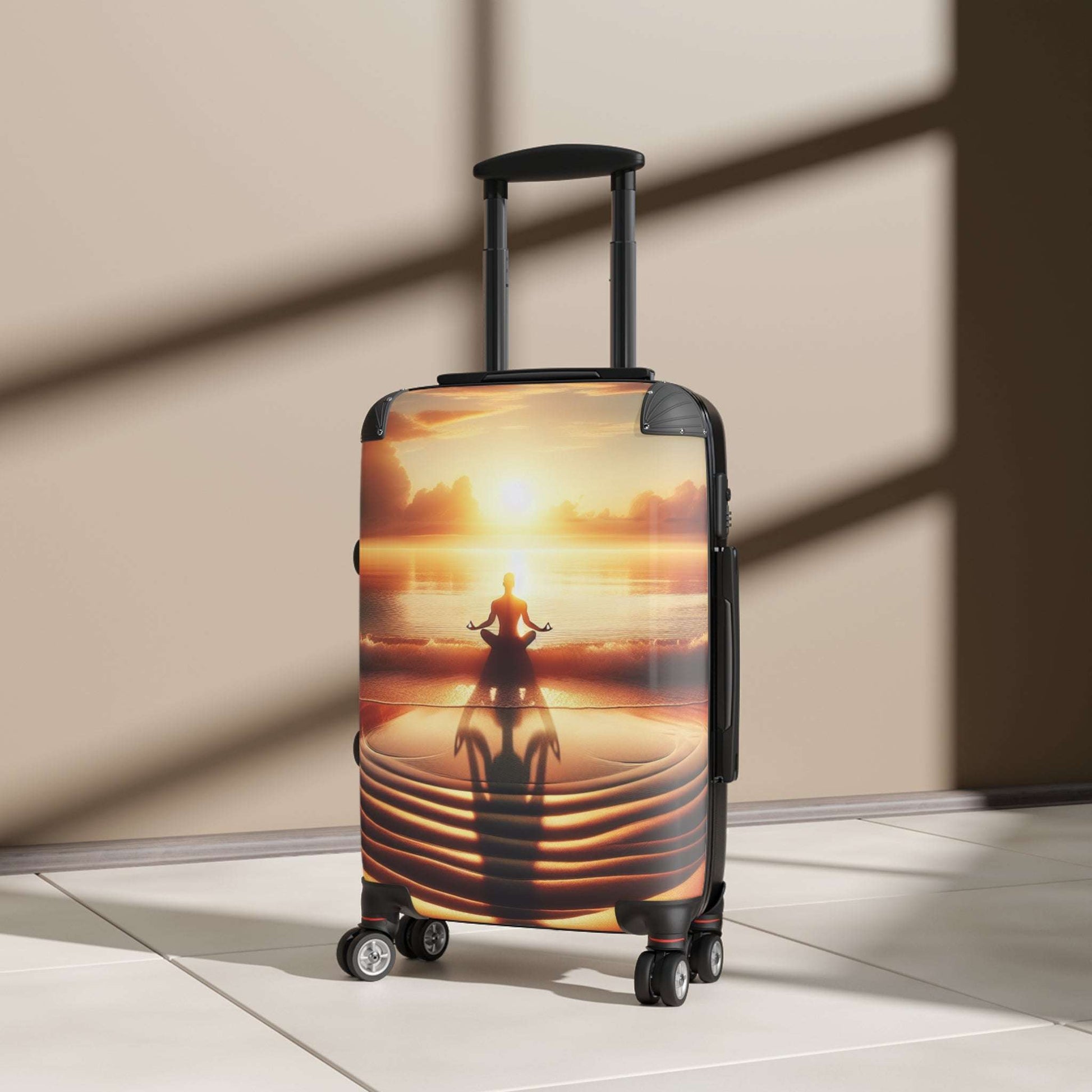 Serene Sunset Meditation Suitcase - Travel Luggage, Yoga Travel Bag, Inspirational Wall Art, Relaxation Gift, Mindfulness Accessory