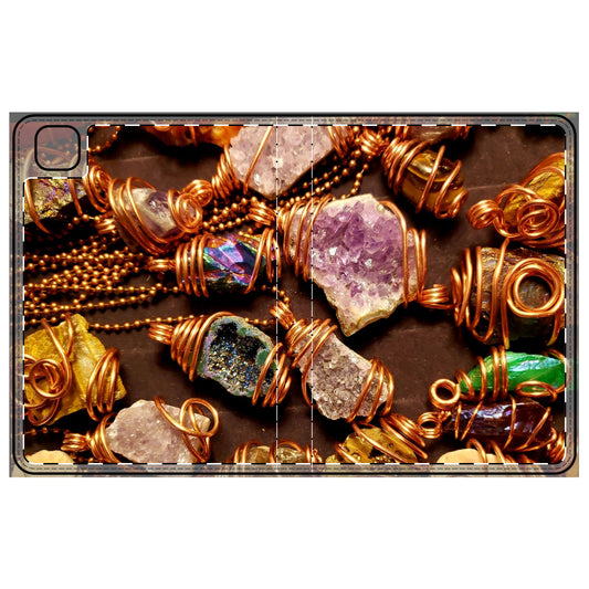Gemstone Copper Wire Tablet Folio Case - Unique Art Design