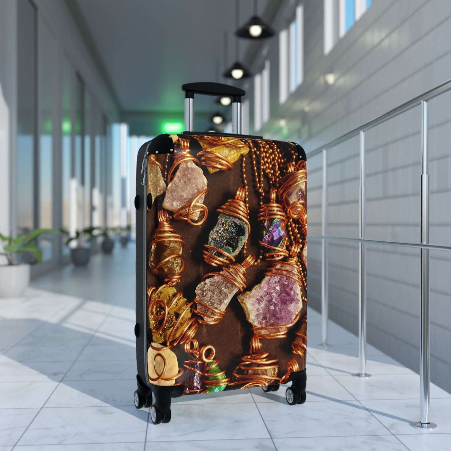 Travel Style Suitcase with Gemstone Design