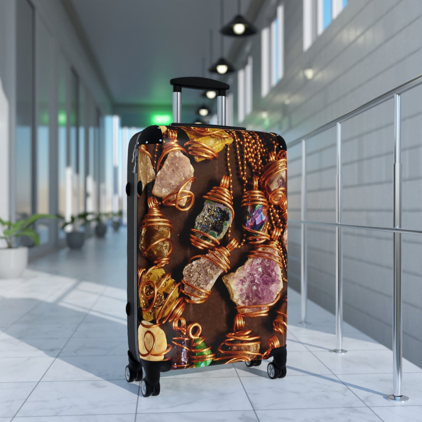 Travel Style Suitcase with Gemstone Design