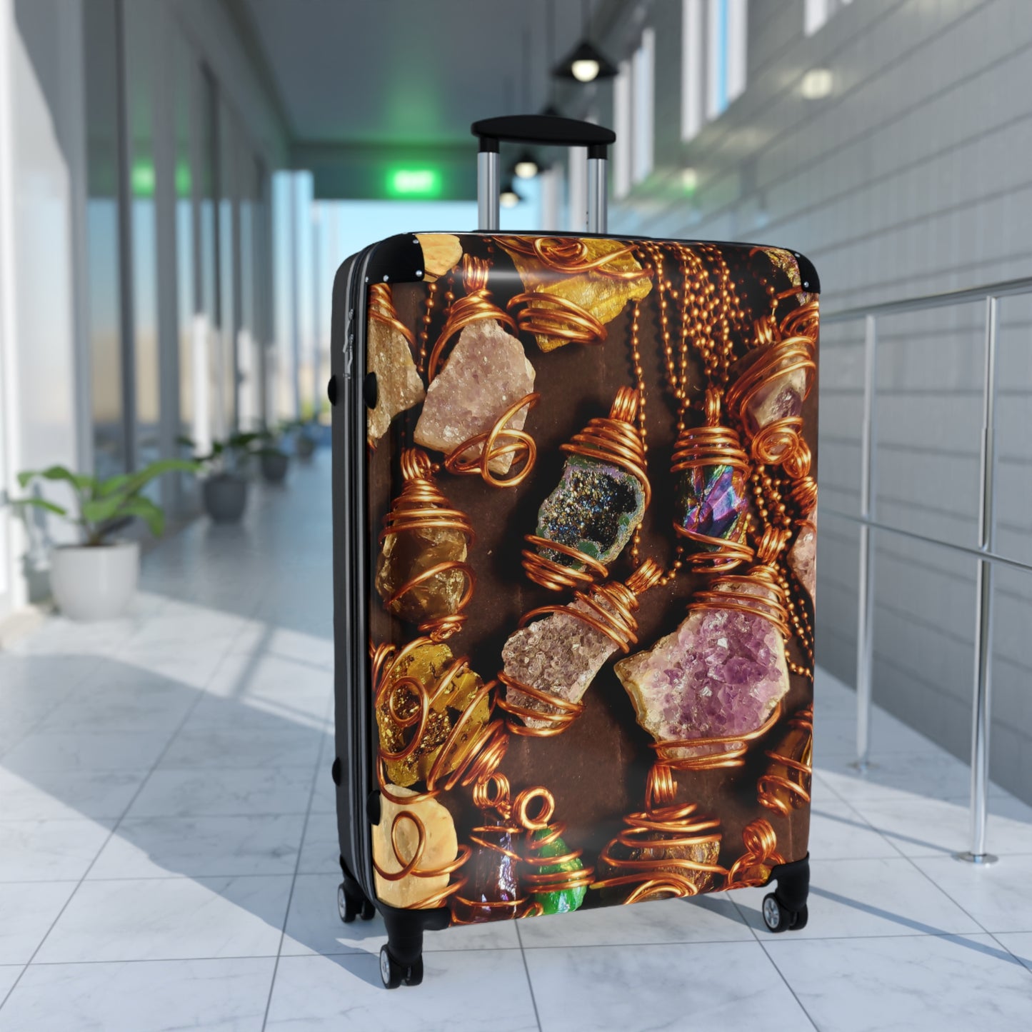 Travel Style Suitcase with Gemstone Design
