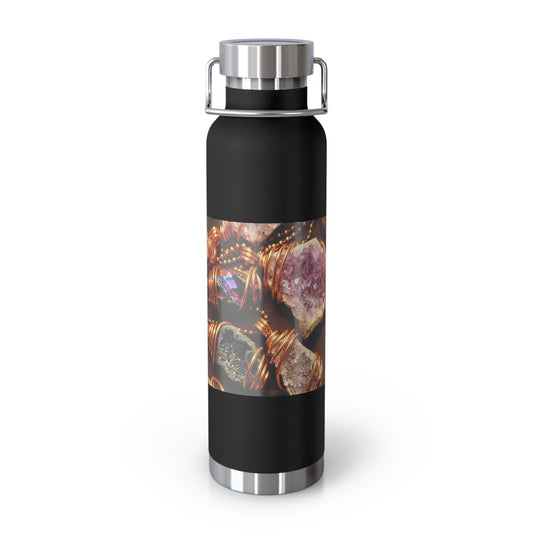Stylish Copper Vacuum Insulated Water Bottle - 22oz, Gemstone Design