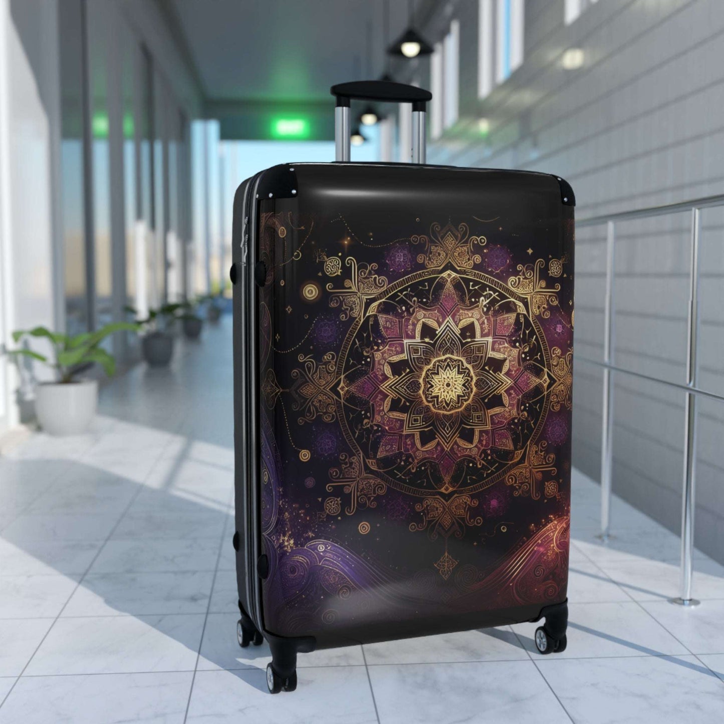 Bohemian Mandala Suitcase - Travel Luggage, Stylish Carry-On, Unique Gift for Travelers, Trendy Airport Bag, Festival Essentials