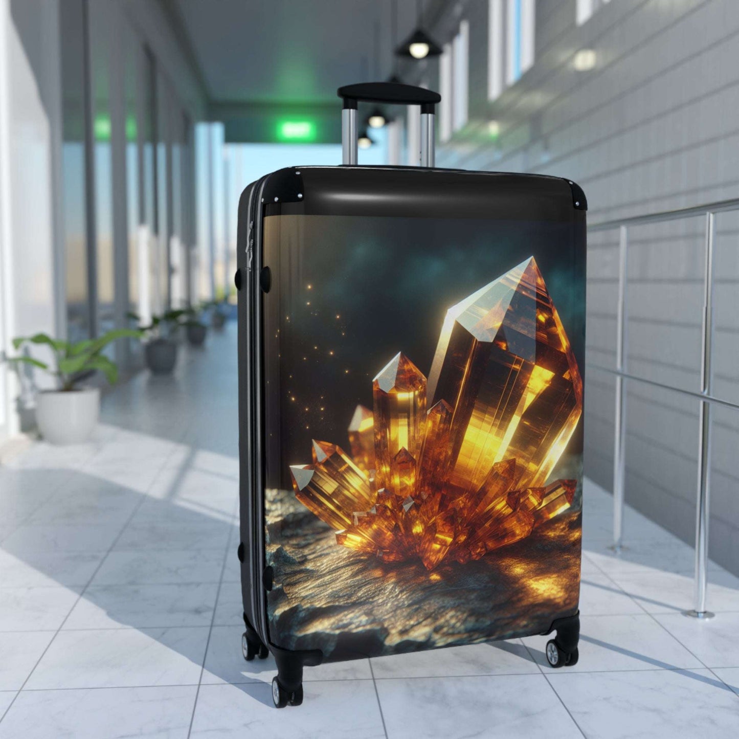 Crystal-Design Suitcase, Vibrant Travel Bag, Luggage, Vacation Gear, Unique Gift, Stylish Carry-On