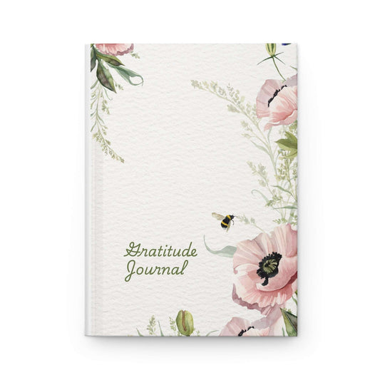 Gratitude Journal Hardcover — Floral Bee Matte Notebook for Mindfulness & Daily Reflection