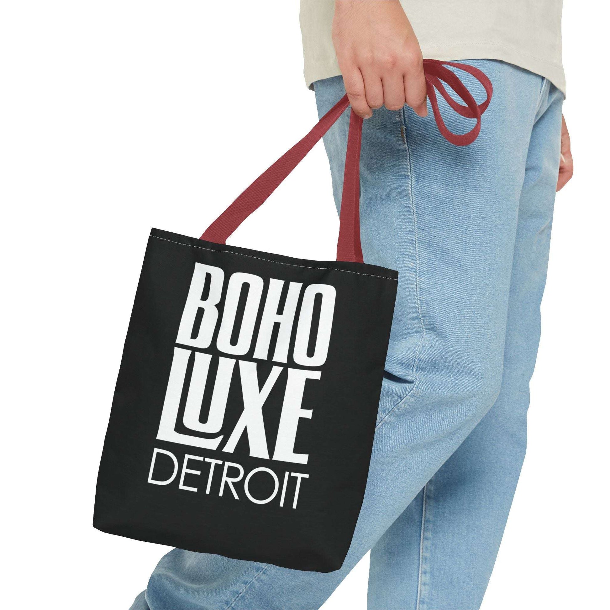 Boho Luxe Tote Bag, Chic Black Tote, Stylish Carry-All, Detroit Fashion Bag, Bohemian Style Handbag, Eco-Friendly Shopping Bag